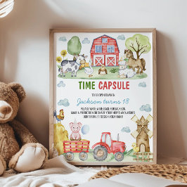 Boerderijdieren Verjaardagsfeest Tijdscapsule Bord Poster