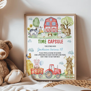 Boerderijdieren Verjaardagsfeest Tijdscapsule Bord Poster