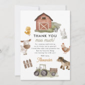 Boerderijdieren Verjaardagsfeestje Bedankkaart (Voorkant)