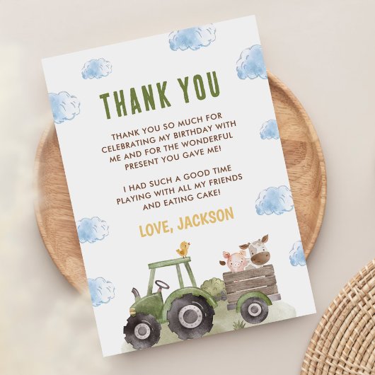 Boerderijdieren Verjaardagsfeestje Bedankkaart