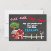 Boerderijdieren Verjaardagsfeestje Dank u nota Kaart (Voorkant)