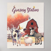 Boerderijdieren Verjaardagsfeestje Poster Grazing  (Voorkant)