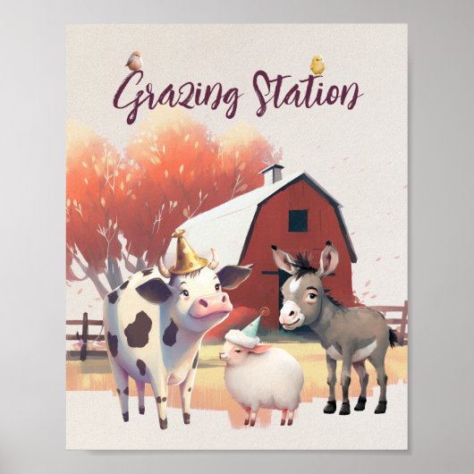 Boerderijdieren Verjaardagsfeestje Poster Grondsta (Voorkant)