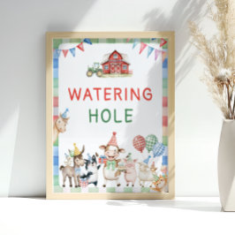 Boerderijdieren Verjaardagsfeestje Watering Hole Poster