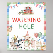 Boerderijdieren Verjaardagsfeestje Watering Hole Poster (Voorkant)