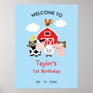 Boerderijdieren Verjaardagsfeestje Welkomstbord Po Poster
