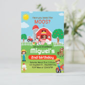 Boerderijdieren Verjaardagsuitnodiging, Barnyard P Kaart (Staand voorkant)