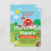 Boerderijdieren Verjaardagsuitnodiging, Barnyard P Kaart (Voorkant / Achterkant)