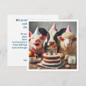 Boerderijdieren verjaardagsuitnodiging, boerenerf  kaart (Voorkant / Achterkant)