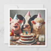 Boerderijdieren verjaardagsuitnodiging, boerenerf  kaart (Voorkant)