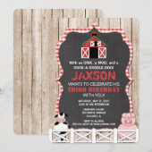 Boerderijdieren verjaardagsuitnodiging jongen rood kaart (Voorkant / Achterkant)