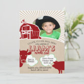 Boerderijdieren verjaardagsuitnodiging, kinderboer kaart (Staand voorkant)