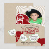 Boerderijdieren verjaardagsuitnodiging, kinderboer kaart (Voorkant / Achterkant)