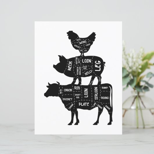 Boerderijdieren Vleesportie Keukenteken (Staand voorkant)
