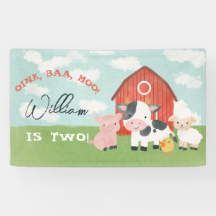 Boerderijdieren voor Kinderen 2e Verjaardag Spandoek