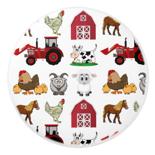 Boerderijdieren voor kinderen keramische knop