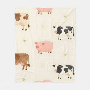 Boerderijdieren Watercolor Moo Patroon Fleece Deken