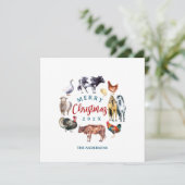 Boerderijdieren watercolor platteland decor feestdagenkaart (Staand voorkant)