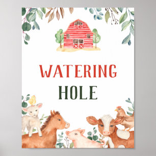 Boerderijdieren Waterplaats Bord Poster