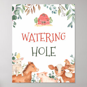 Boerderijdieren Watertje Bord Poster