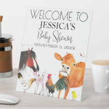 Boerderijdieren Waterverf Baby shower Welkomstbord