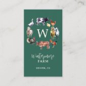 Boerderijdieren waterverf boerderij bedrijf groen visitekaartje (Voorkant)