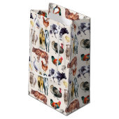 Boerderijdieren waterverf boerderij zakelijk ivoor klein cadeauzakje (Achterkant Gekanteld)