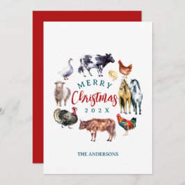 Boerderijdieren waterverf landinrichting feestdagenkaart