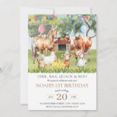 Boerderijdieren Waterverf Verjaardagsfeest Kaart (Voorkant)