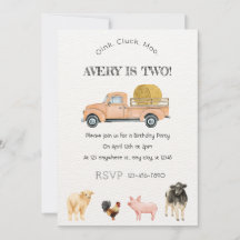 Boerderijdieren Waterverf Verjaardagsfeestuitnodig