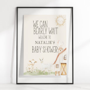 Boerderijdieren Weide Vrienden Baby Shower Bord Poster