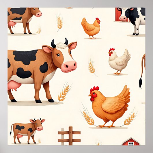 Boerderijdierenschuurpatroon Poster (Voorkant)