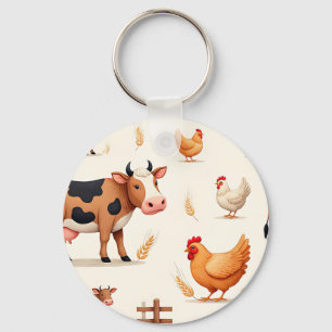Boerderijdierenschuurpatroon Sleutelhanger