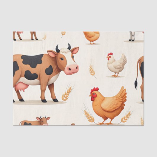 Boerderijdierenschuurpatroon Tissuepapier (Voorkant)