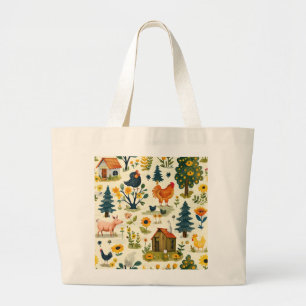 Boerderijdierenthema boodschappentas grote tote bag