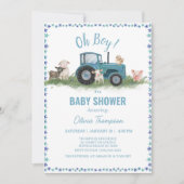Boerderijdierentractor jongen baby shower kaart (Voorkant)