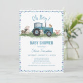 Boerderijdierentractor jongen baby shower kaart (Staand voorkant)
