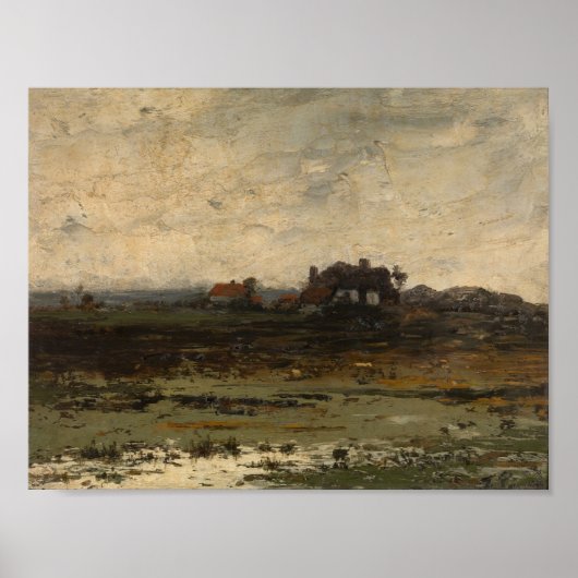 Boerderijen bij zonsondergang Jean Pierre Francois Poster (Voorkant)