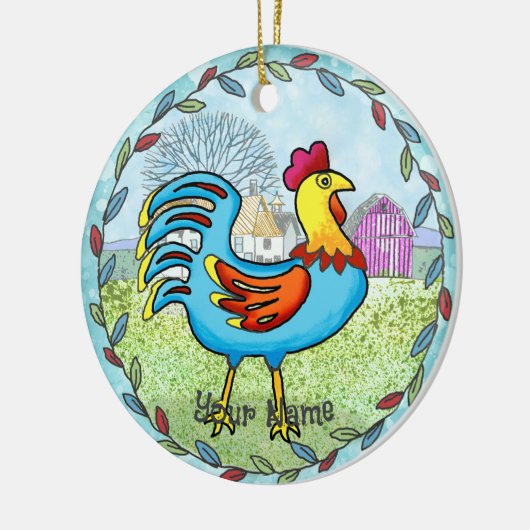 Boerderijen haan keramisch ornament (Links)