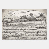 Boerderijen huis waterverf inpakpapier vellen (Voorkant 3)