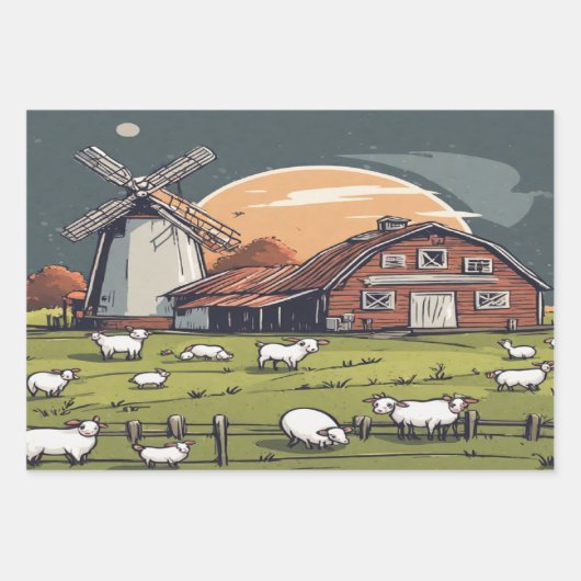 Boerderijen huis waterverf inpakpapier vellen (Voorkant 2)