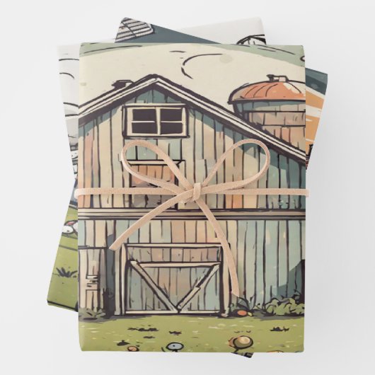 Boerderijen huis waterverf inpakpapier vellen (In situ)