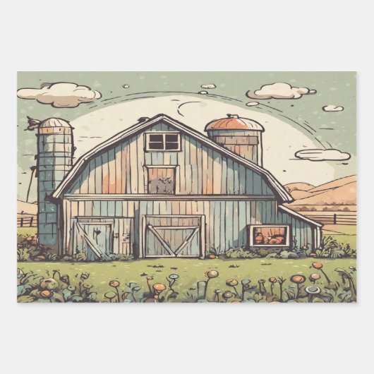 Boerderijen huis waterverf inpakpapier vellen (Voorkant)