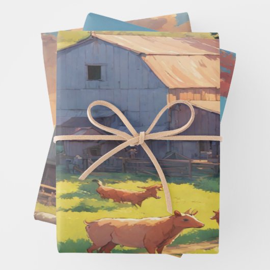 Boerderijen huis waterverf inpakpapier vellen (In situ)