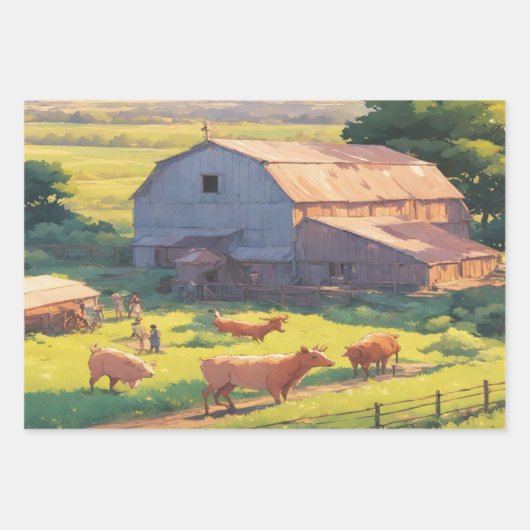 Boerderijen huis waterverf inpakpapier vellen (Voorkant)