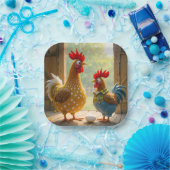 Boerderijen kippen met eitjes papieren bordje (Feest)