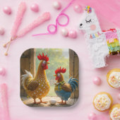 Boerderijen kippen met eitjes papieren bordje (Feest)