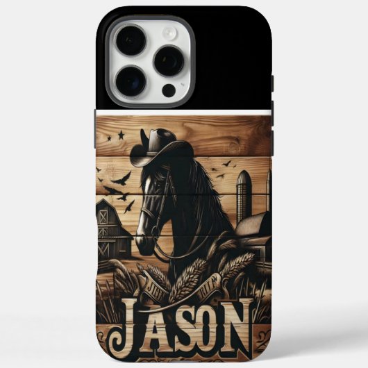 Boerderijen paard met een cowboy Pet Case-Mate iPhone Case (Achterkant)