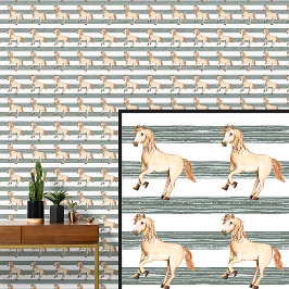 Boerderijen Paard op Bruine Groene Omheiningen Str Behang