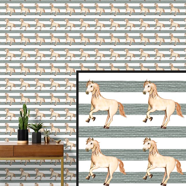 Boerderijen Paard op Bruine Groene Omheiningen Str Behang (Creator heeft geüpload)